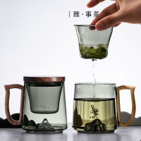 Filter Brew Tea Cup with Lid Glass